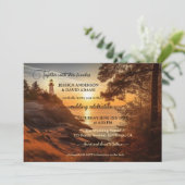 Romantischer KüstenLeuchtturm QR Code Hochzeit Einladung (Stehend Vorderseite)