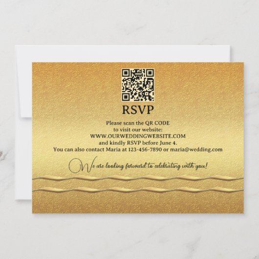 Romantischer KüstenLeuchtturm QR Code Hochzeit Einladung (Rückseite)