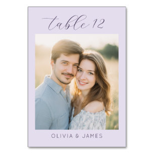 Romantischer Lavendel Elegantes Foto Tischnummer