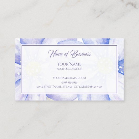 Romantischer Lavendel Lila Wasserfarben Blume Visitenkarte (Rückseite)