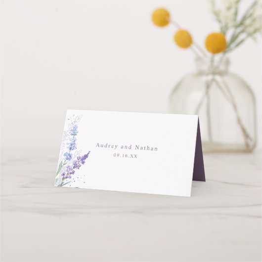 Romantischer Lavendel Platzkarte (Rückseite)