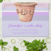 Romantischer Lavendel und Name auf gestreiftem Pas Geschirrtuch (Gefaltet)