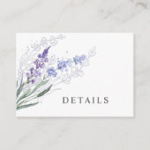 Romantischer Lavendel Wasserfarbener Blumendetails Begleitkarte (Vorderseite)