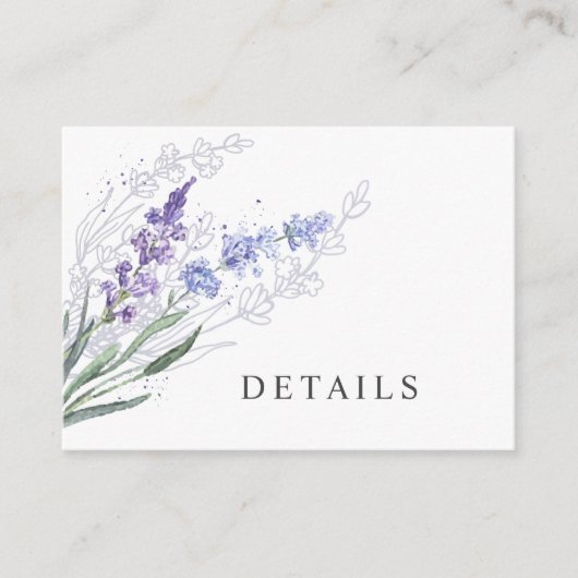 Romantischer Lavendel Wasserfarbener Blumendetails Begleitkarte (Vorderseite)