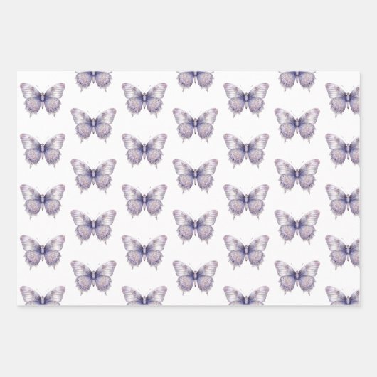 Romantischer Lavendel Weißes Pferd Streifen Geburt Geschenkpapier Set (Vorderseite 3)