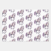 Romantischer Lavendel Weißes Pferd Streifen Geburt Geschenkpapier Set (Vorderseite 2)