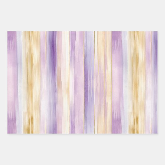 Romantischer Lavendel Weißes Pferd Streifen Geburt Geschenkpapier Set (Vorderseite)