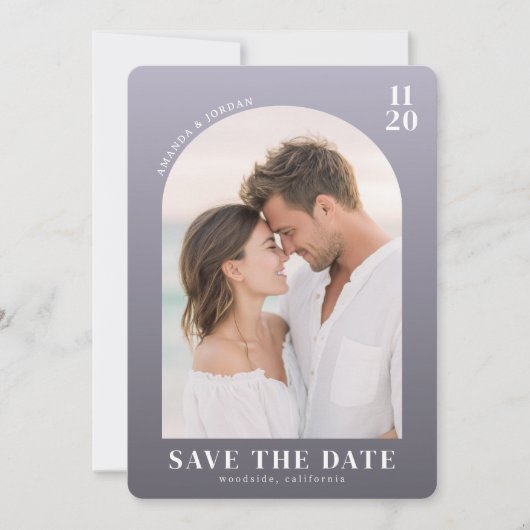 Romantischer Lavendel Zeitgenössisches Foto Save The Date (Vorderseite)