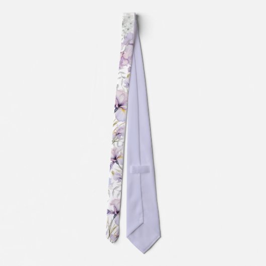 Romantischer Lavender Lila Iris Floral Wedding Krawatte (Rückseite)