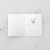 Romantischer lila blühender Hochzeits-Dankesbaum Karte (Innenseite)