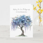 Romantischer lila blühender Hochzeitsbaum Karte (Gelbe Blume)