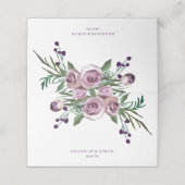 Romantischer Lila Blumenplatz Platzkarte (Außenseite Aufgefaltet)