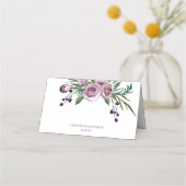 Romantischer Lila Blumenplatz Platzkarte (Rückseite)