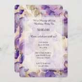 Romantischer Lila Golden Iris Floral Geburtstag Einladung (Vorne/Hinten)