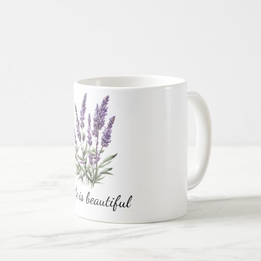 Romantischer Lila Lavendel Kaffeetasse (VorderseiteRechts)