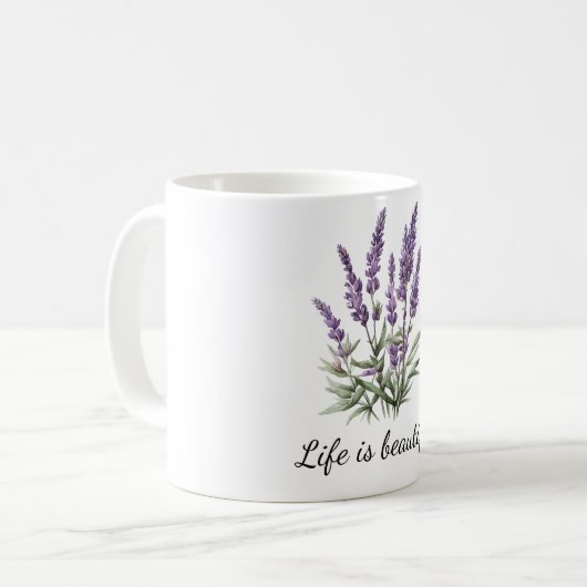 Romantischer Lila Lavendel Kaffeetasse (Vorderseite Links)