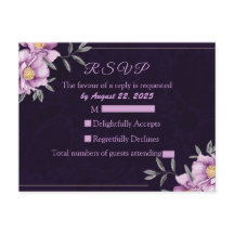 Romantischer Lila Peony Wedding RSVP