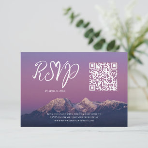 Romantischer lila Sonnenuntergang schneebedeckte B RSVP Karte
