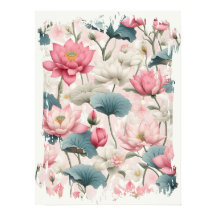 Romantischer Lotus in Rosa, Creme und Weich Grün