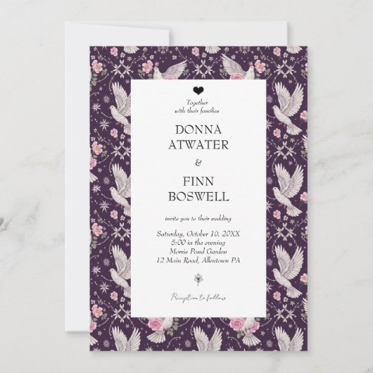 Romantischer Maroon Einzigartiger Meister der Brau Einladung (Vorderseite)