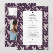 Romantischer Maroon Einzigartiger Meister der Brau Einladung (Vorne/Hinten)