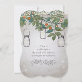 Romantischer Mason Jar Aquamarin Aqua Coral Einladung (Rückseite)