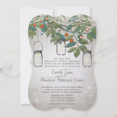 Romantischer Mason Jar Aquamarin Aqua Coral Einladung (Vorderseite)