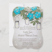 Romantischer Mason Jar Aquamarin Aqua Einladung (Vorderseite)