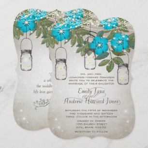 Romantischer Mason Jar Aquamarin Aqua Einladung
