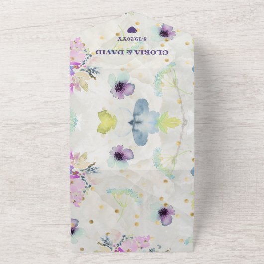 Romantischer Mauve Floral QR-Code All In One Einladung (Außenbereich)