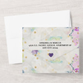 Romantischer Mauve Floral QR-Code All In One Einladung (Rückseite)