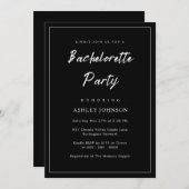 Romantischer Minimal Script Black Junggeselinnen-A Einladung (Vorne/Hinten)