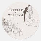 Romantischer minimalistischer Hochzeit Runder Aufkleber (Vorderseite)