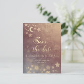 Romantischer Mond und Stars Kalligraphie anno Ankündigungspostkarte (Stehend Vorderseite)