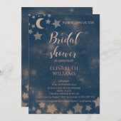 Romantischer Mond und Sternenkalligraphie Einladung (Vorne/Hinten)