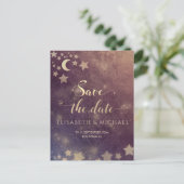 Romantischer Mond und Sternenkalligraphie und Ankündigungspostkarte (Stehend Vorderseite)