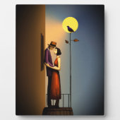 Romantischer Mondlichtbalkon - Vintage Noir Liebe Fotoplatte (Vorderseite)