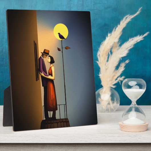 Romantischer Mondlichtbalkon - Vintage Noir Liebe Fotoplatte (Seite)