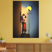 Romantischer Mondlichtbalkon - Vintage Noir Liebe Leinwanddruck (Insitu (Wohnzimmer))