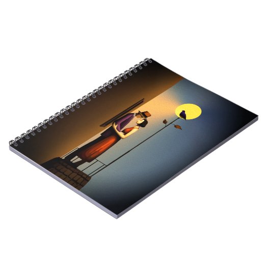 Romantischer Mondlichtbalkon - Vintage Noir Liebe Notizblock (Linke Seite)