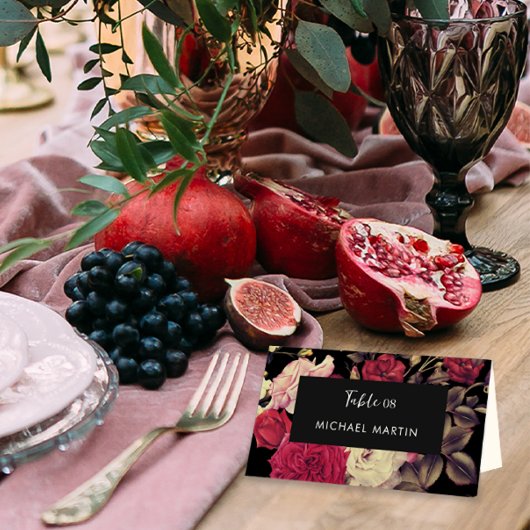 Romantischer Moody Floral Wedding Table Platzkarte