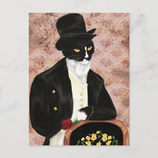 Romantischer Mr. Darcy Cat Postcard Postkarte (Vorderseite)