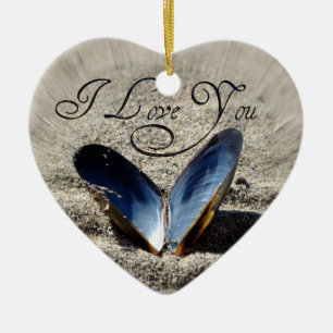Romantischer Muschel-Herz-Schmuck Keramik Ornament