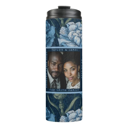 Romantischer Nelken-Charme Retro-Hochzeit Thermosbecher (Vorderseite)