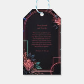 Romantischer Neon-Blumen-Hochzeitsbogen-Glanz Geschenkanhänger (Rückseite)