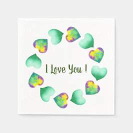 Romantischer Niedlicher Wasserfarbentag Grüner Val Serviette