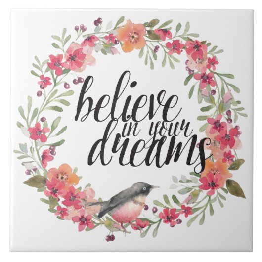 Romantischer Oleander Bird Pink Floral Dream Fliese (Vorderseite)