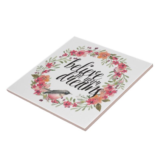 Romantischer Oleander Bird Pink Floral Dream Fliese (Seite)