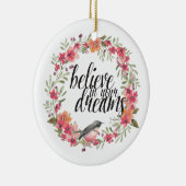 Romantischer Oleander Bird Pink Floral Dream Keramik Ornament (Rechts)