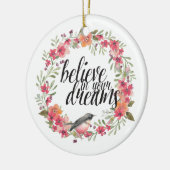 Romantischer Oleander Bird Pink Floral Dream Keramik Ornament (Links)